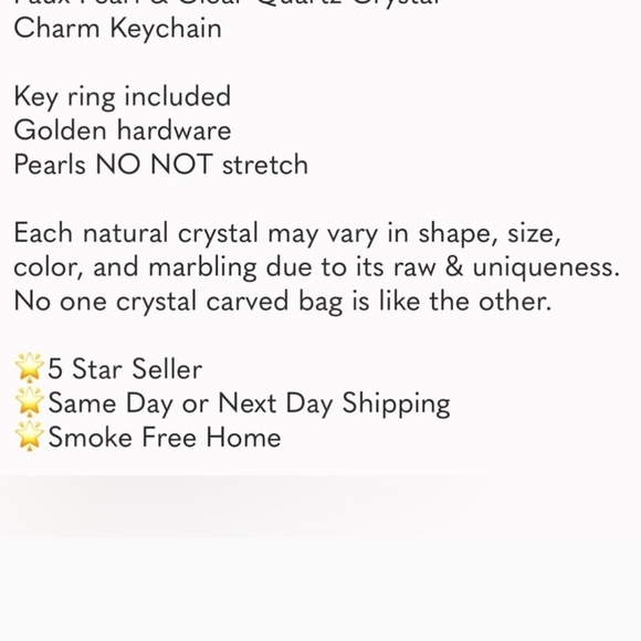 Chic Faux Pearl & Clear Quartz Crystal Bag Keychain with Gold Hardware - Picture 6 of 6